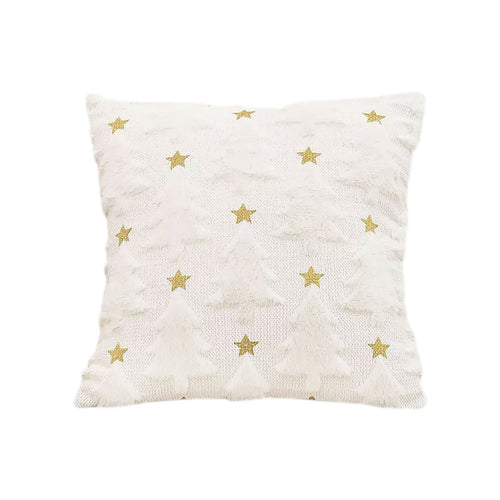 SOGA 45cm Celestial Cream Textured Gold Star Pattern Throw Pillow