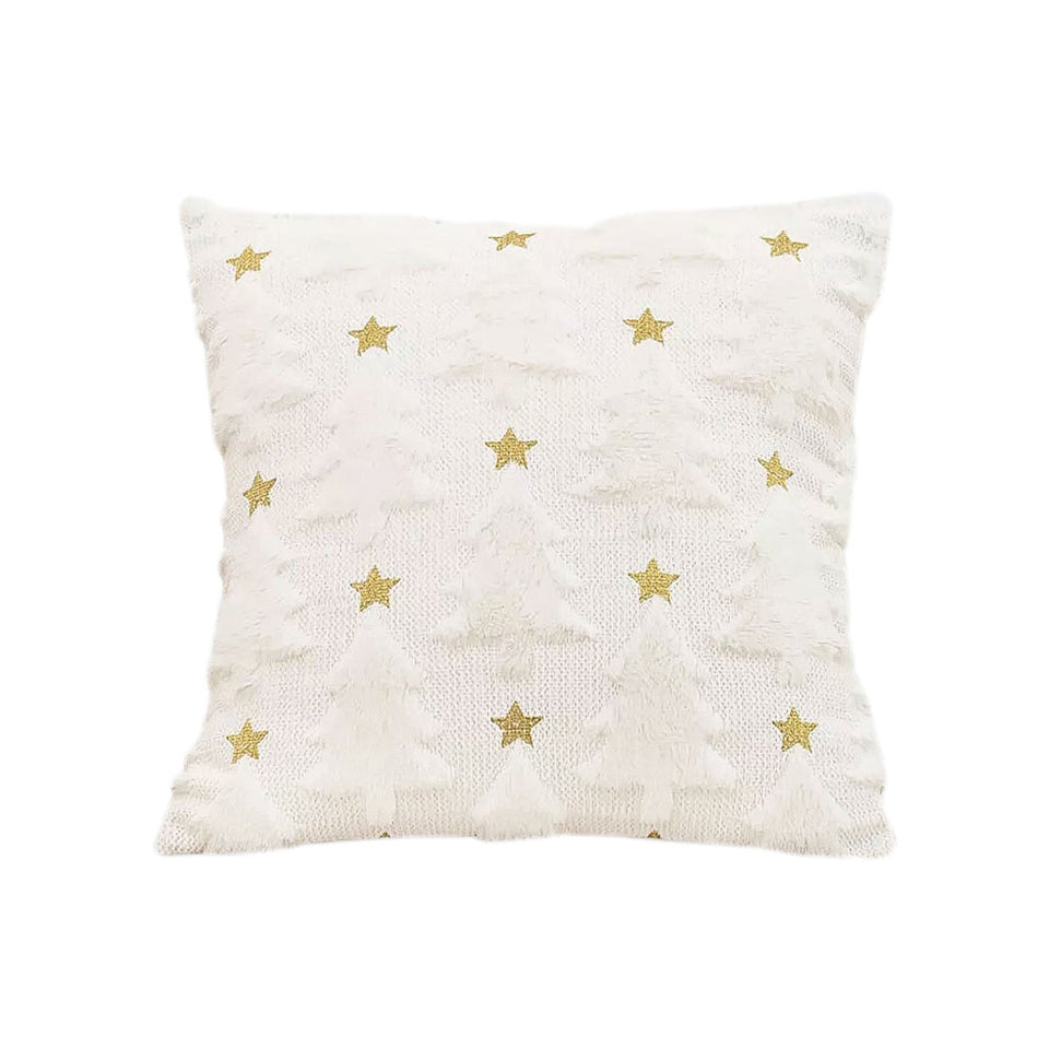 SOGA 45cm Celestial Cream Textured Gold Star Pattern Throw Pillow