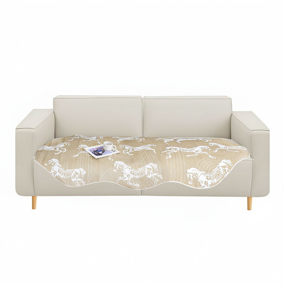 SOGA Four-Seater Beige Horse Print 90x260cm Throw Blanket Sofa Cover