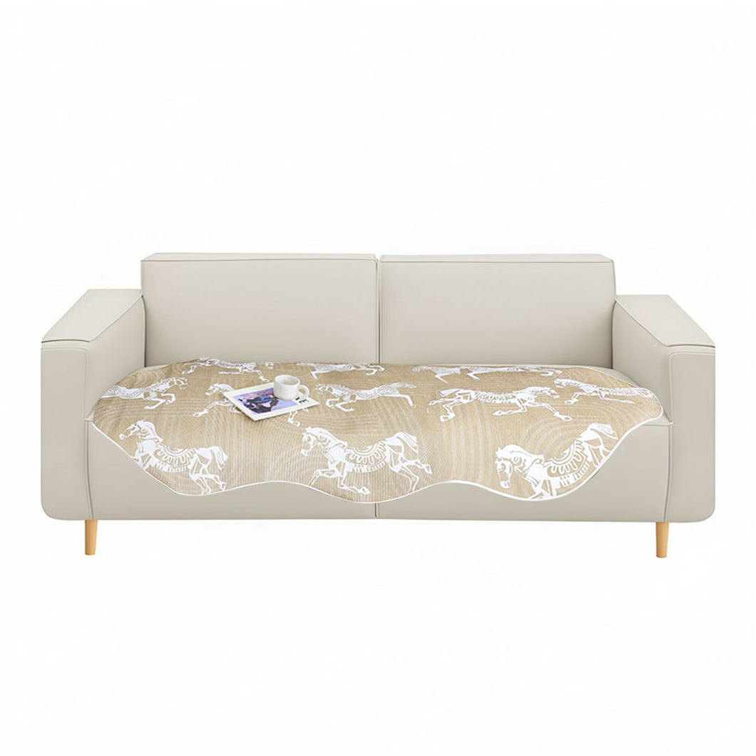 SOGA Four-Seater Beige Horse Print 90x260cm Throw Blanket Sofa Cover