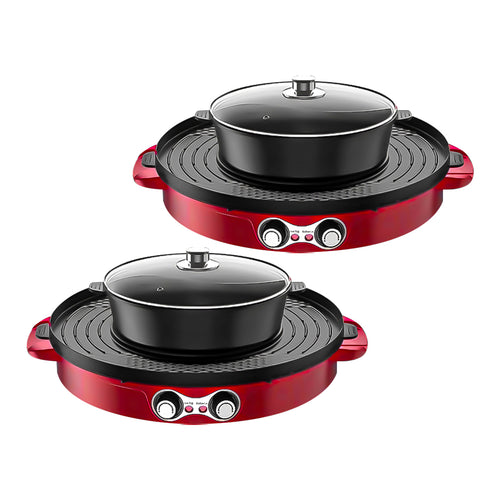 SOGA 2X 2-in-1 44CM Electric Hot Pot BBQ Grill Maifan Stone Non-Stick Coating 2100W