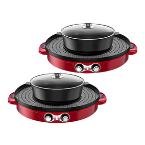 SOGA 2X 2-in-1 44CM Electric Hot Pot BBQ Grill Maifan Stone Non-Stick Coating 2100W
