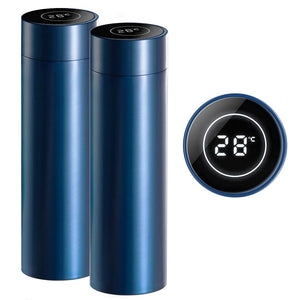 SOGA 2X 500ML Stainless Steel Smart LCD Thermometer Display Bottle Vacuum Flask Thermos Blue