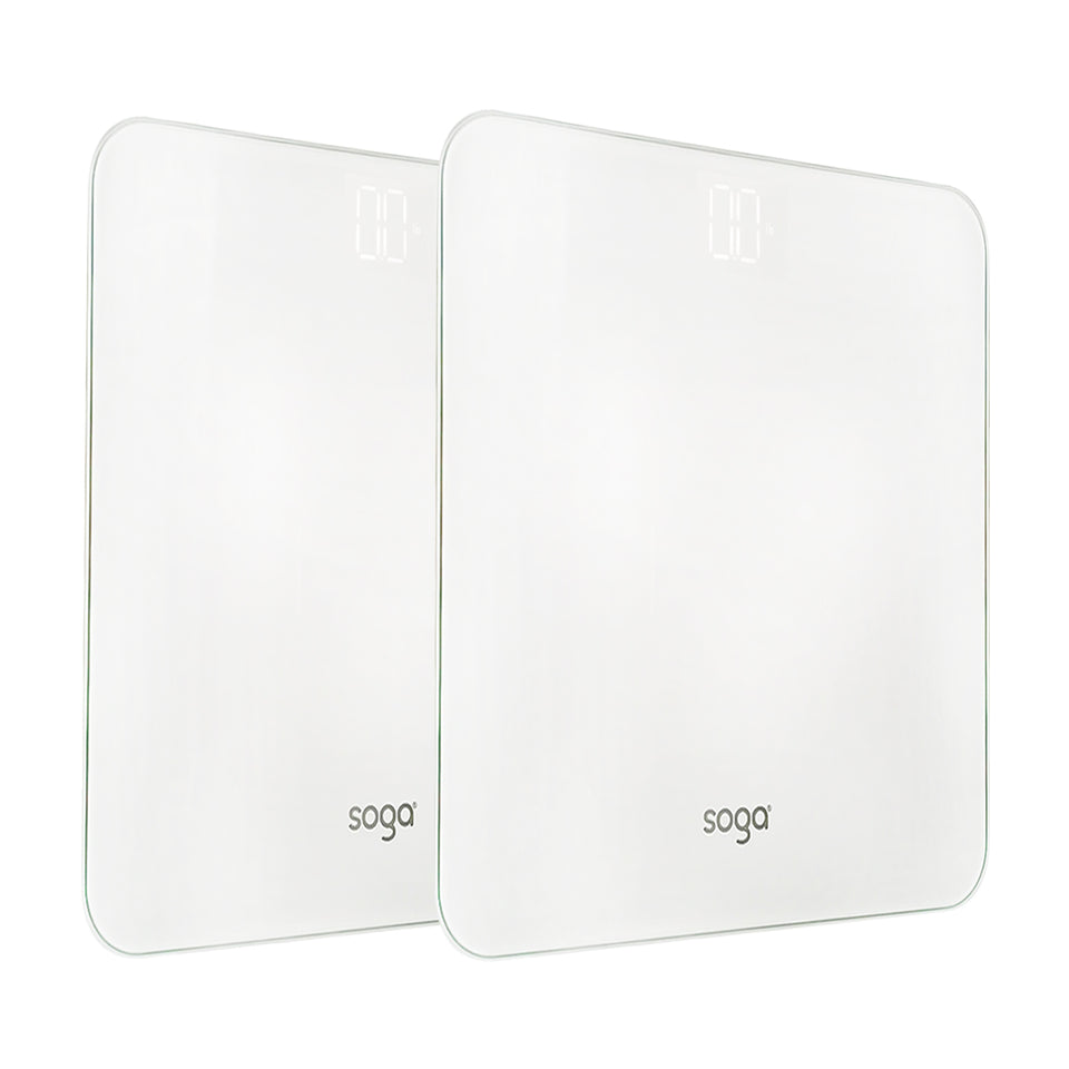 SOGA 2X 180kg Digital Fitness Weight Bathroom Gym Body Glass LCD Electronic Scales White
