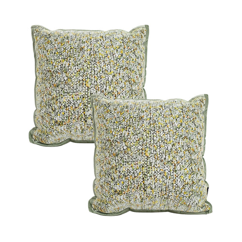 SOGA 2X Woven Cushion 45cm Green Yellow Multi-Color Textured Decorative Throw Pillow
