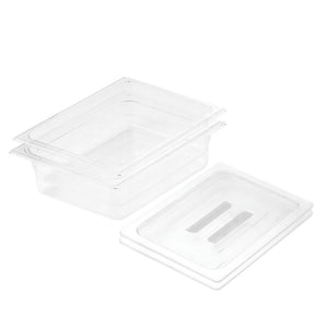 SOGA 100mm Clear Gastronorm GN Pan 1/2 Food Tray Storage Bundle of 2 with Lid