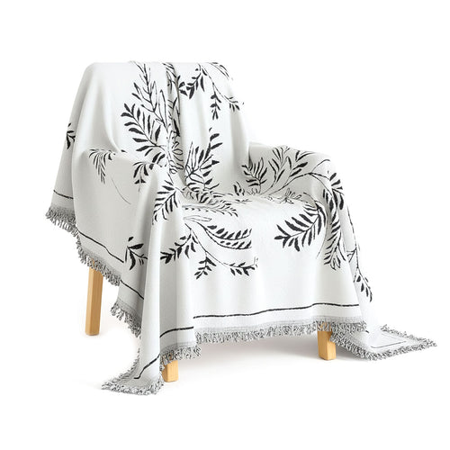 SOGA Two-seater White Sofa Cover Leaf Print 180x260cm Polyester