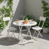 SOGA Home & Living Bundle – White Folding Dining Table & 2 Foldable Chairs for Home Decor