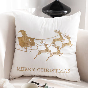 SOGA 45cm White & Gold Christmas Sleigh Throw Pillow
