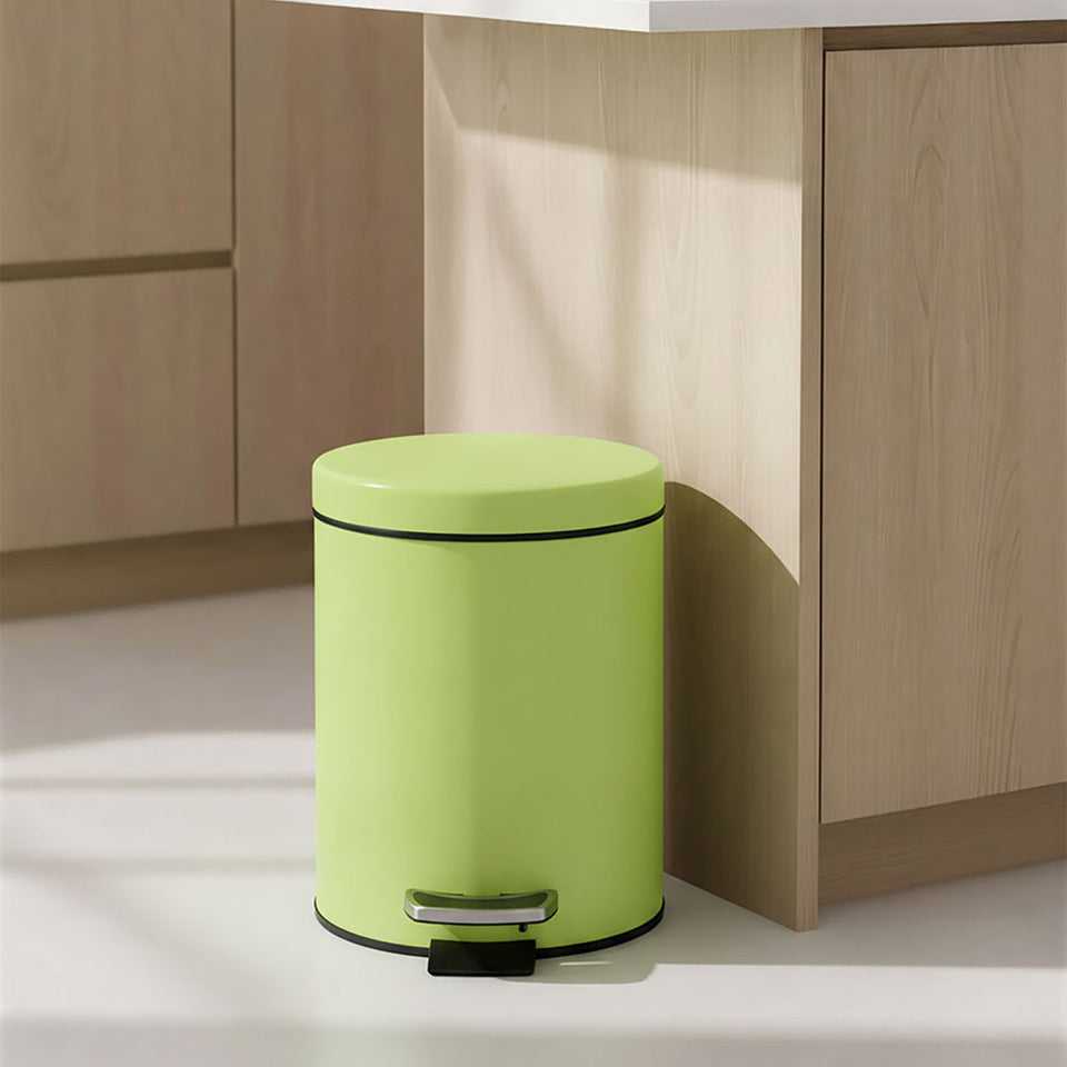 SOGA 4X Foot Pedal Stainless Steel Rubbish Recycling Garbage Waste Trash Bin Round 12L Green