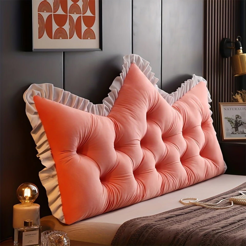 SOGA 2x120cm Crown Pillows Tufted Pink Headboard Cushion Set