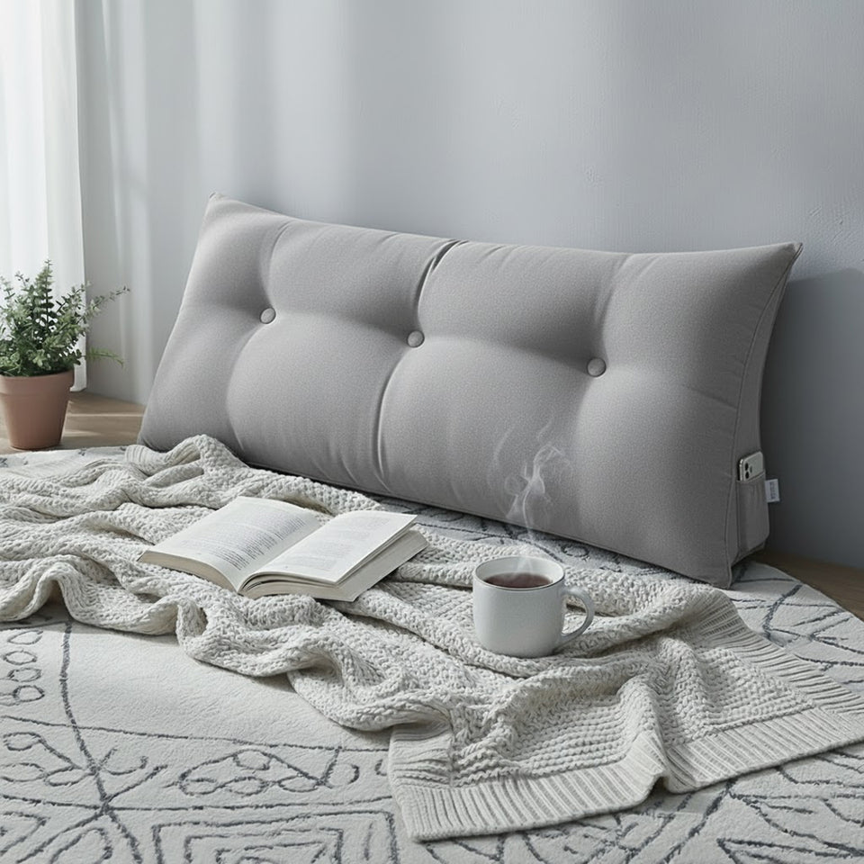 SOGA 100cm Silver Triangular Wedge Bed Pillow Headboard Backrest Bedside Tatami Cushion Home Decor