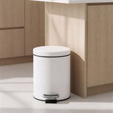 SOGA Foot Pedal Stainless Steel Rubbish Recycling Garbage Waste Trash Bin Round 7L White