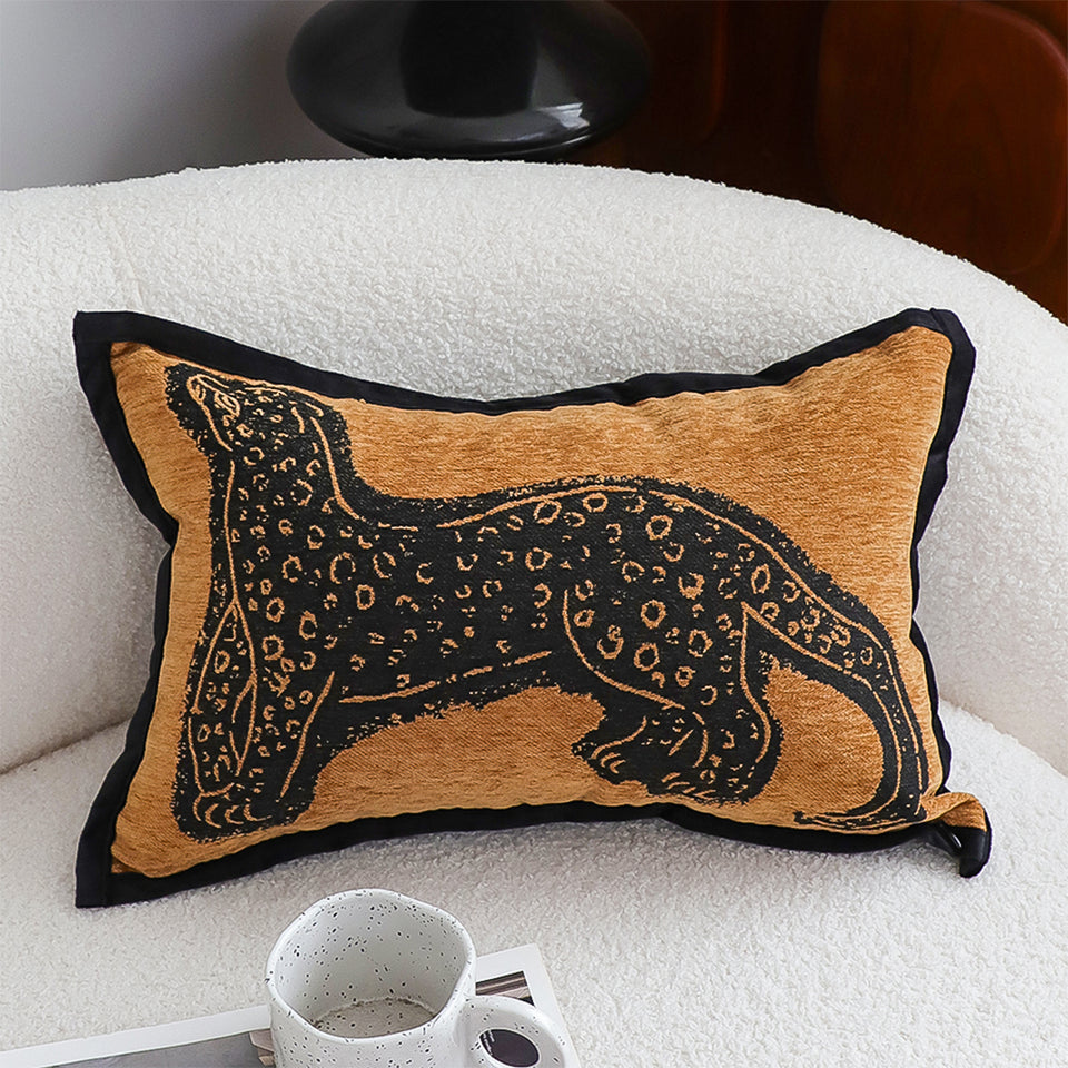 SOGA 2X 30cm Stylish Golden Yellow Black Leopard Pattern Throw Pillow