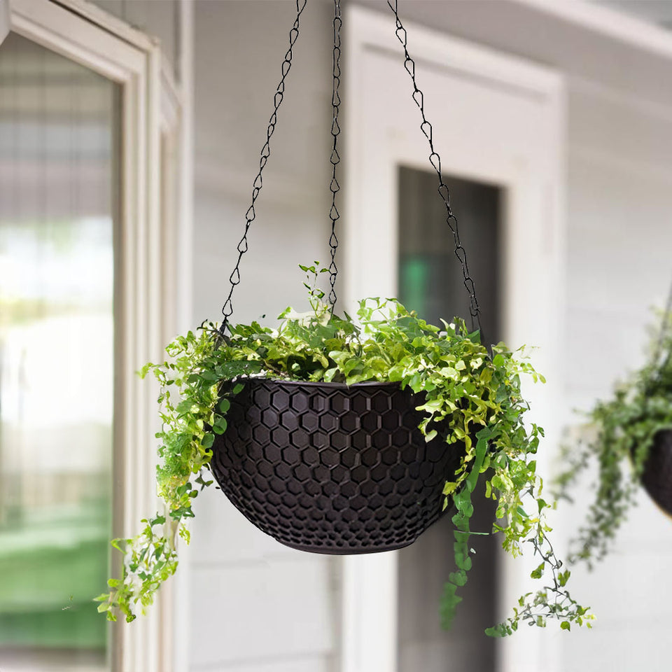 SOGA 16" Coffee Hanging Planter – Indoor Outdoor Pot with Drainage