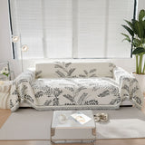SOGA Four-seater White Sofa Cover Leaf Print 180x420cm Polyester