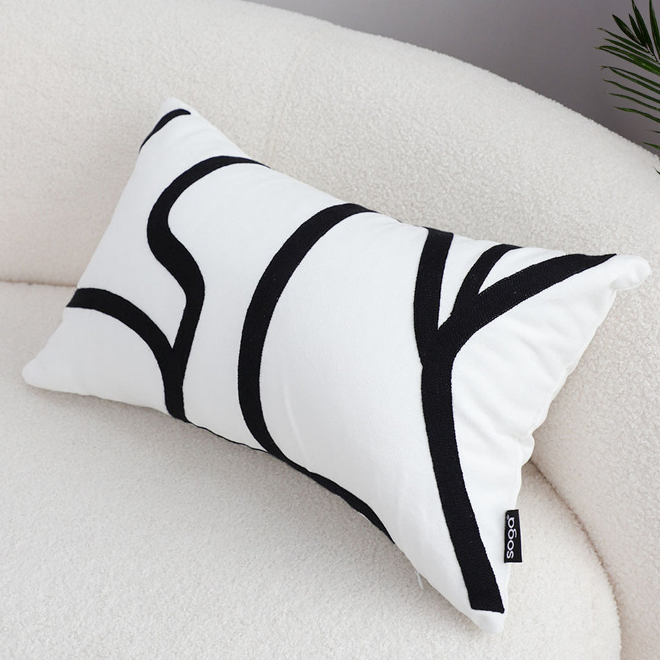 SOGA 30cm Rectangular Modern Minimalist Black Letter Print Decorative Throw Pillow