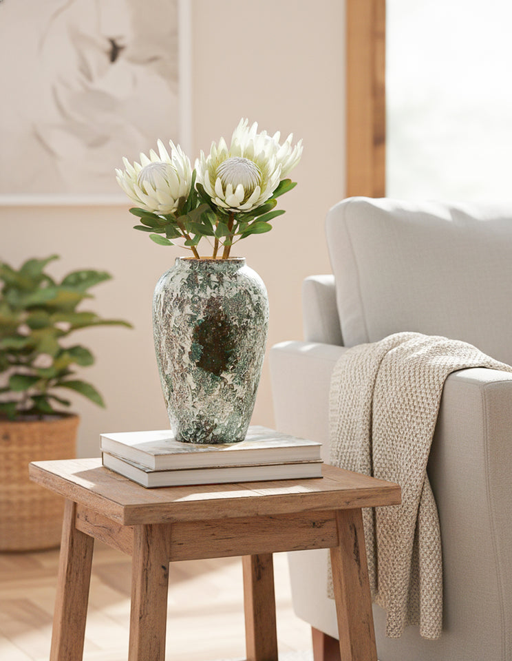 SOGA 30x19cm Green Medium Ceramic Flower Vase Elegant Living Room Home Decor