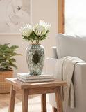 SOGA 30x19cm Green Medium Ceramic Flower Vase Elegant Living Room Home Decor