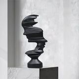 SOGA 44cm Dual-Face Resin Sculpture – Modern Abstract Art Décor