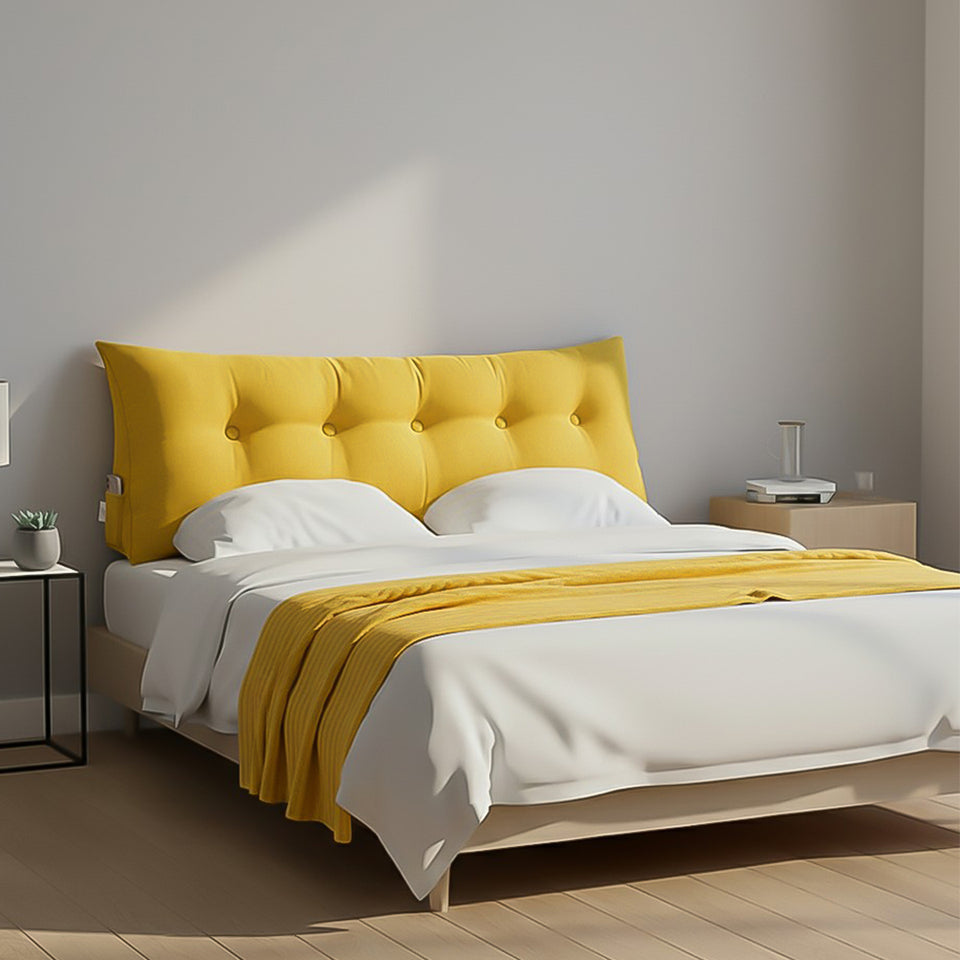 SOGA Home & Living Bundle – Yellow Triangular Wedge Pillow & Yellow Striped Flannel Throw