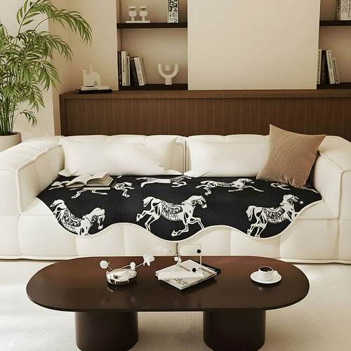 SOGA Three-Seater Black Horse Print 90x210cm Throw Blanket Sofa Cover