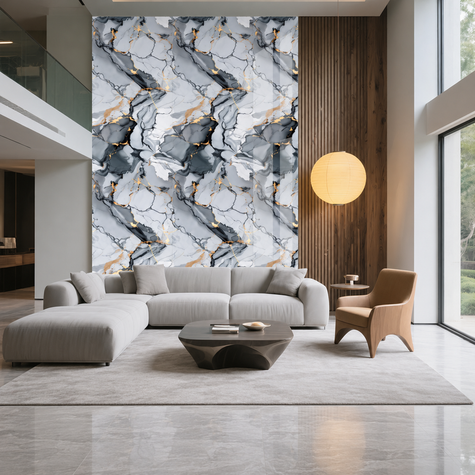 SOGA Peel & Stick Floor and Wall Tiles 30 x 30cm 10 Pack Blue Agate Faux Marble