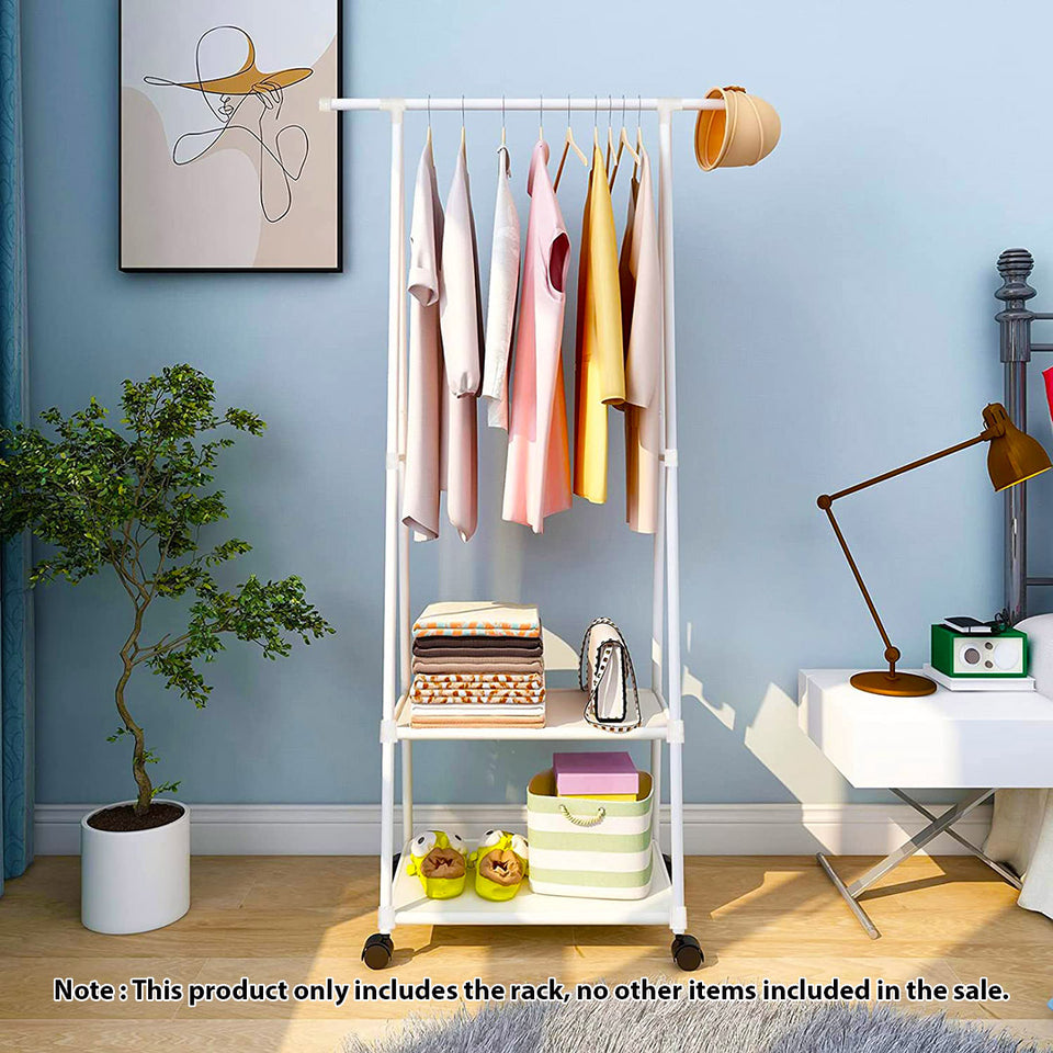 SOGA 2X White 2-in-1 Clothes and Shoe Rack