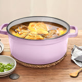 SOGA 26cm Pink Cast Iron Ceramic Stewpot Casserole Stew Cooking Pot With Lid