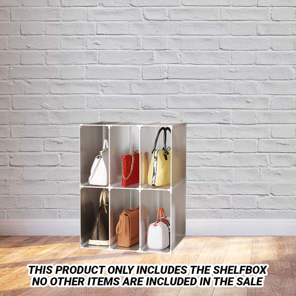 SOGA 2 Tier Multifunctional PP Plastic Bag Box Portable Cubby DIY Storage Shelves Stackable Handbag Purse Organiser