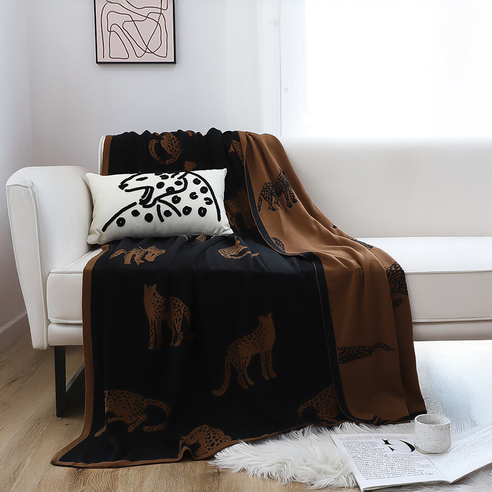 SOGA 2X Black Brown Animal Print Throw Blanket 130x180cm Polyester