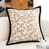 SOGA 50cm Elegant Beige Scrollwork Pattern Black Trim Decorative Throw Pillow