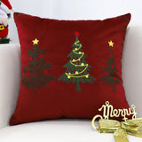 SOGA 45cm Burgundy Red Christmas Tree Embroidered Throw Pillow