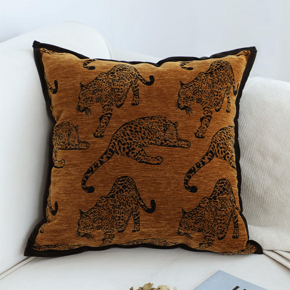 SOGA 2-Pack 45cm Dark Brown Leopard Print Throw Pillows