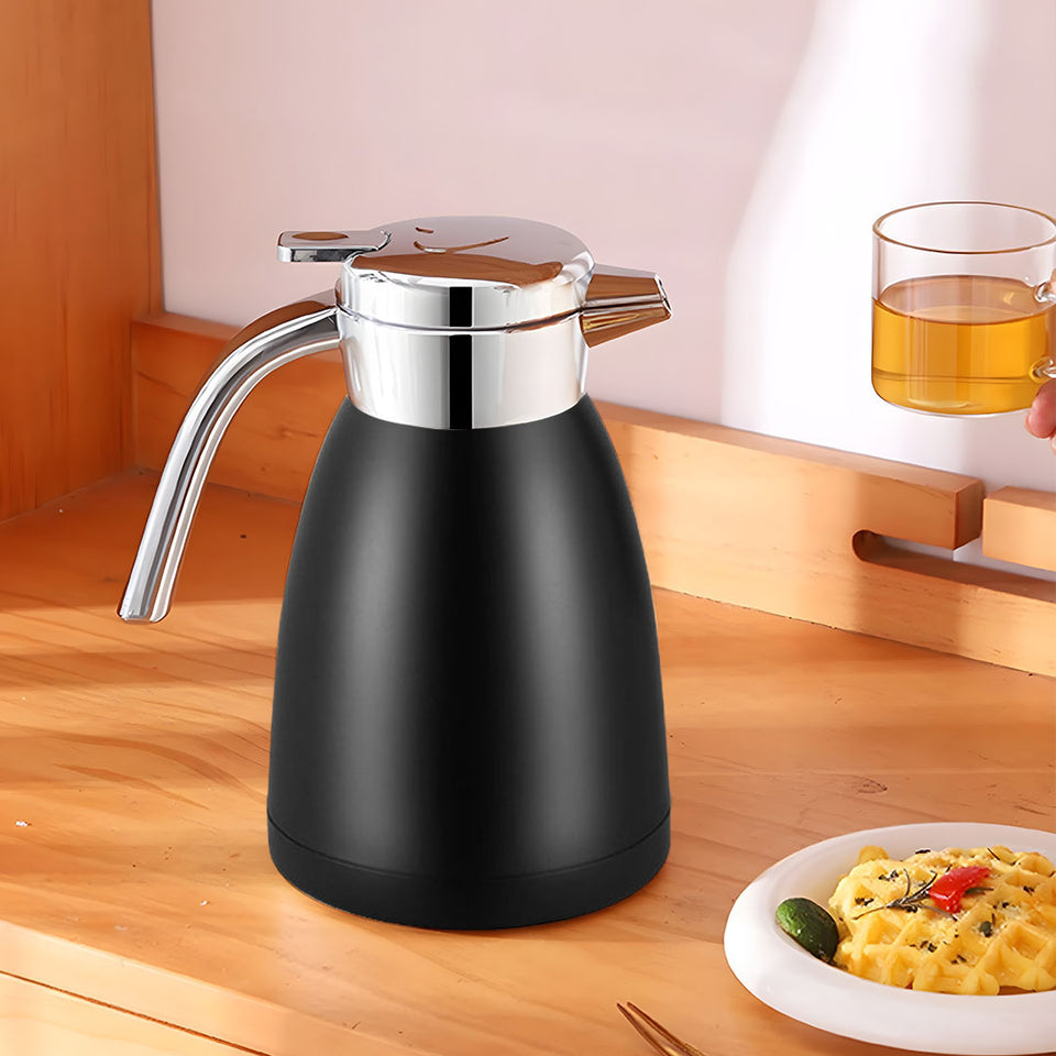 SOGA 1.2L Stainless Steel Water Bottle Insulated Vacuum Flask Coffee Jug Thermal Black