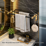 SOGA 61cm Wall-Mounted Double Pole Towel Holder Bathroom Organiser Rail Hanger with Hooks