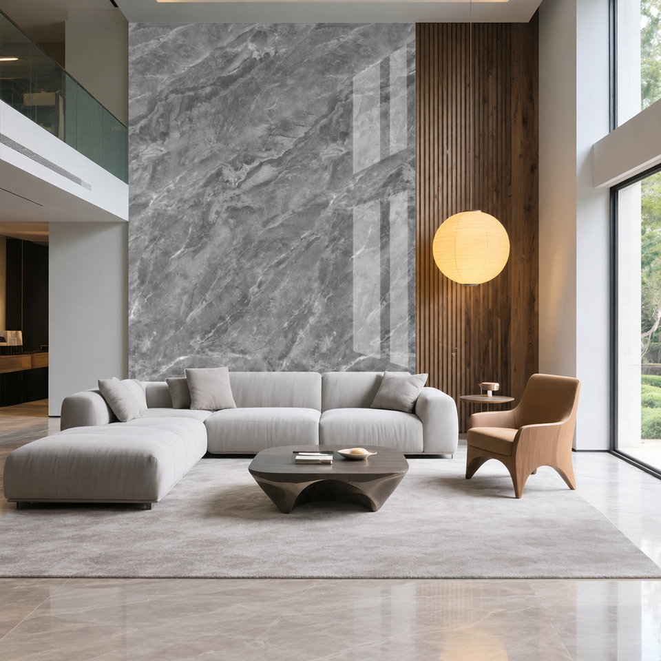 SOGA Peel & Stick Floor and Wall Tiles 30 x 30cm 10 Pack Grey Faux Marble