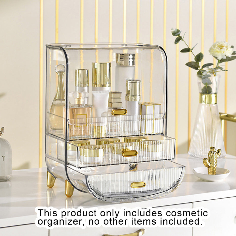 SOGA 2X 3 Tier Transparent Multifunctional Countertop Cosmetic Storage Makeup Perfume Skincare Display Stand Shelf Drawer Type Organiser