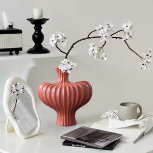 SOGA 2X 28x30cm Large Matte Red Decorative Vases – Countertop Ornament Accessories
