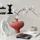 SOGA 2X 28x30cm Large Matte Red Decorative Vases – Countertop Ornament Accessories
