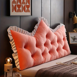 SOGA 2x150cm Crown Pillows Tufted Pink Headboard Cushion Set