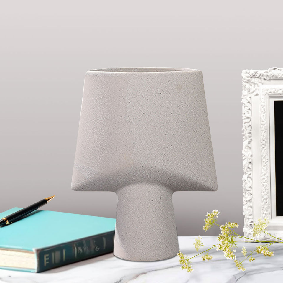 SOGA 2X 21x25.5cm Ornament Geometric Decor Ceramic Vase Flower Pots Decorative for Living Room Decoration