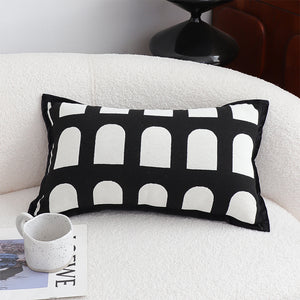 SOGA 2X 30cm Contemporary Black White Geometric Pattern Throw Pillow