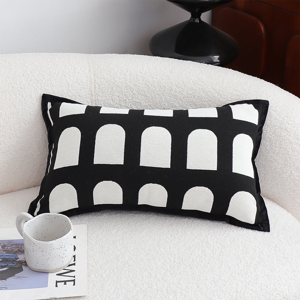 SOGA 2X 30cm Contemporary Black White Geometric Pattern Throw Pillow