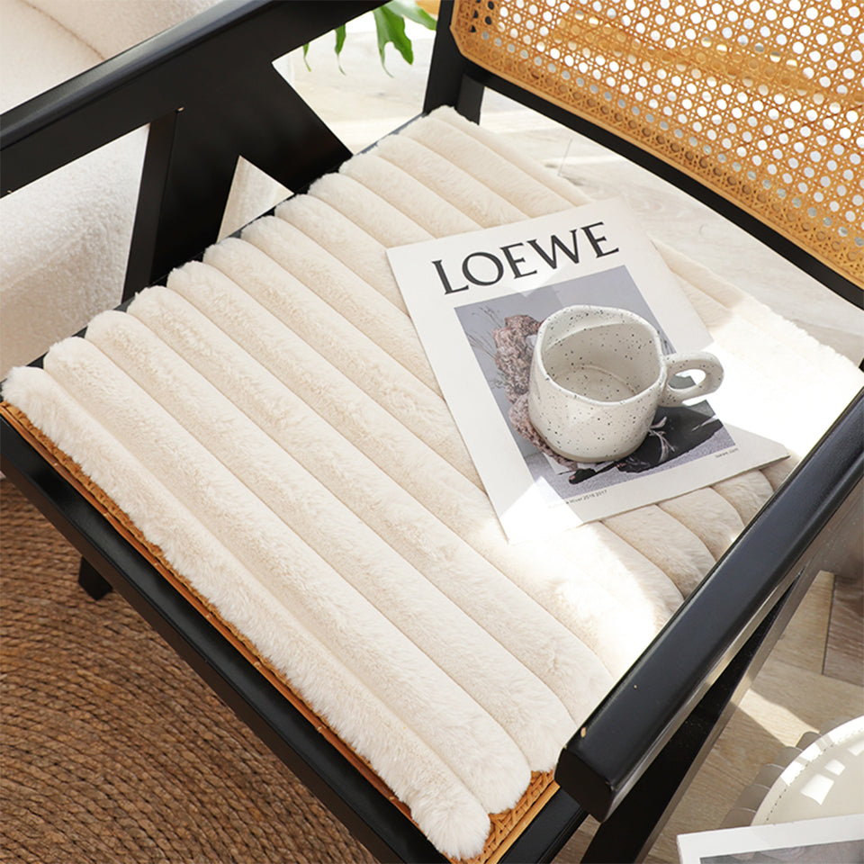 SOGA 2X Cream Corduroy Square Cushion Soft Leaning Plush Backrest Throw Seat Pillow