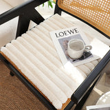 SOGA 2X Cream Corduroy Square Cushion Soft Leaning Plush Backrest Throw Seat Pillow