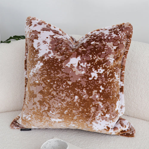 SOGA 2X 50cm Brown White Crushed Velvet Decorative Throw Pillow