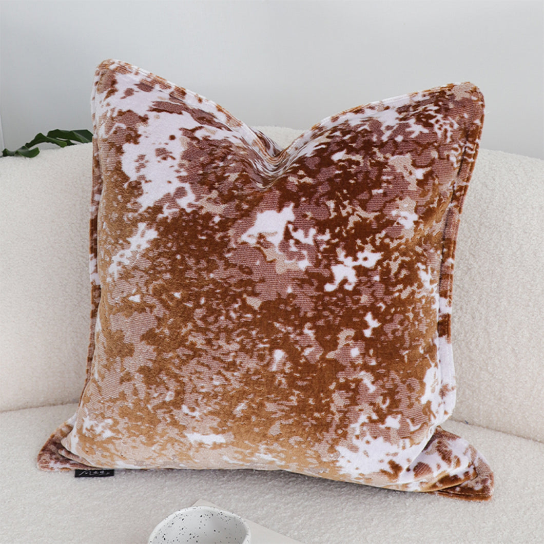 SOGA 2X 50cm Brown White Crushed Velvet Decorative Throw Pillow
