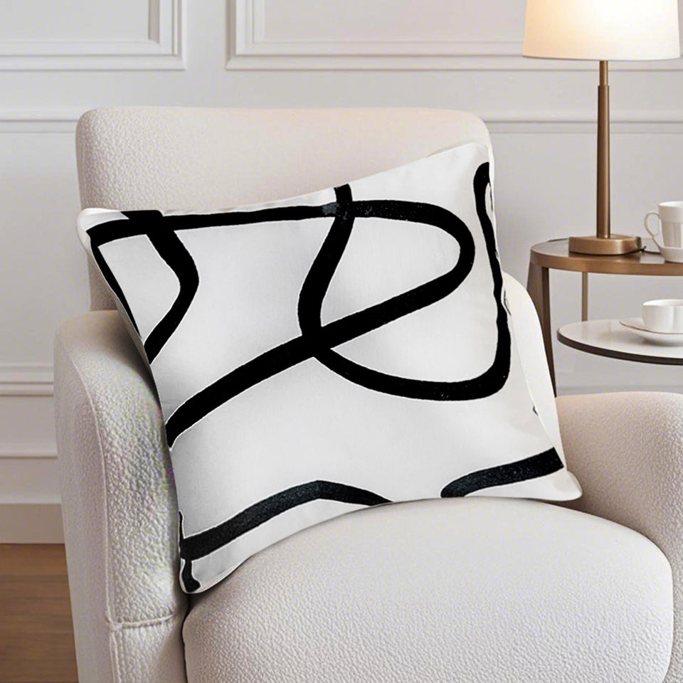 SOGA 45cm Square Modern Minimalist Black Letter Print Decorative Throw Pillow