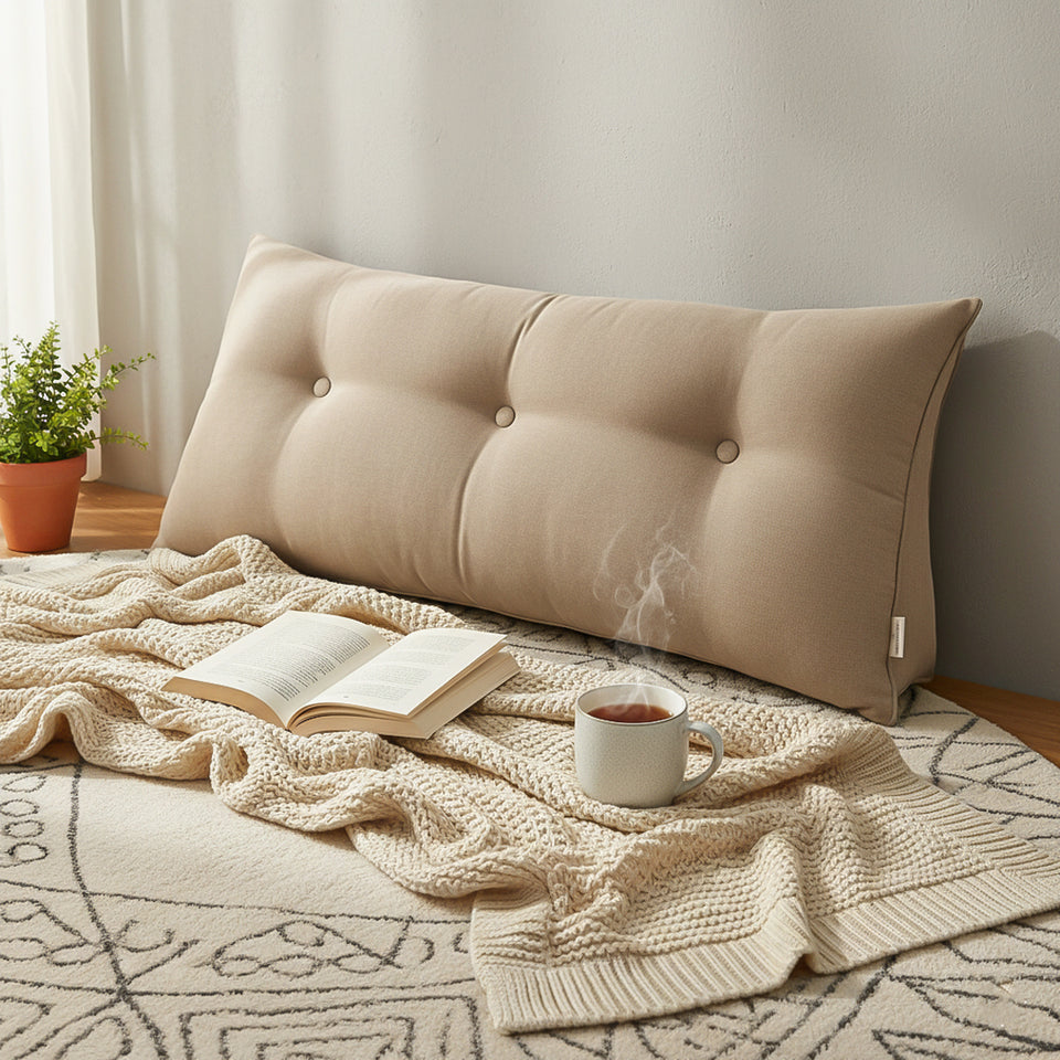 SOGA 4X 100cm Beige Triangular Wedge Bed Pillow Headboard Backrest Bedside Tatami Cushion Home Decor